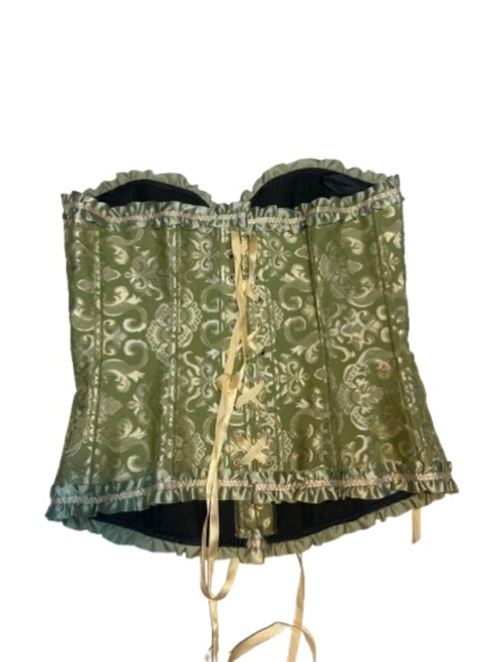 Palace Style Lace Up Body Shaping defines waist green satin xl - Picture 4 of 13